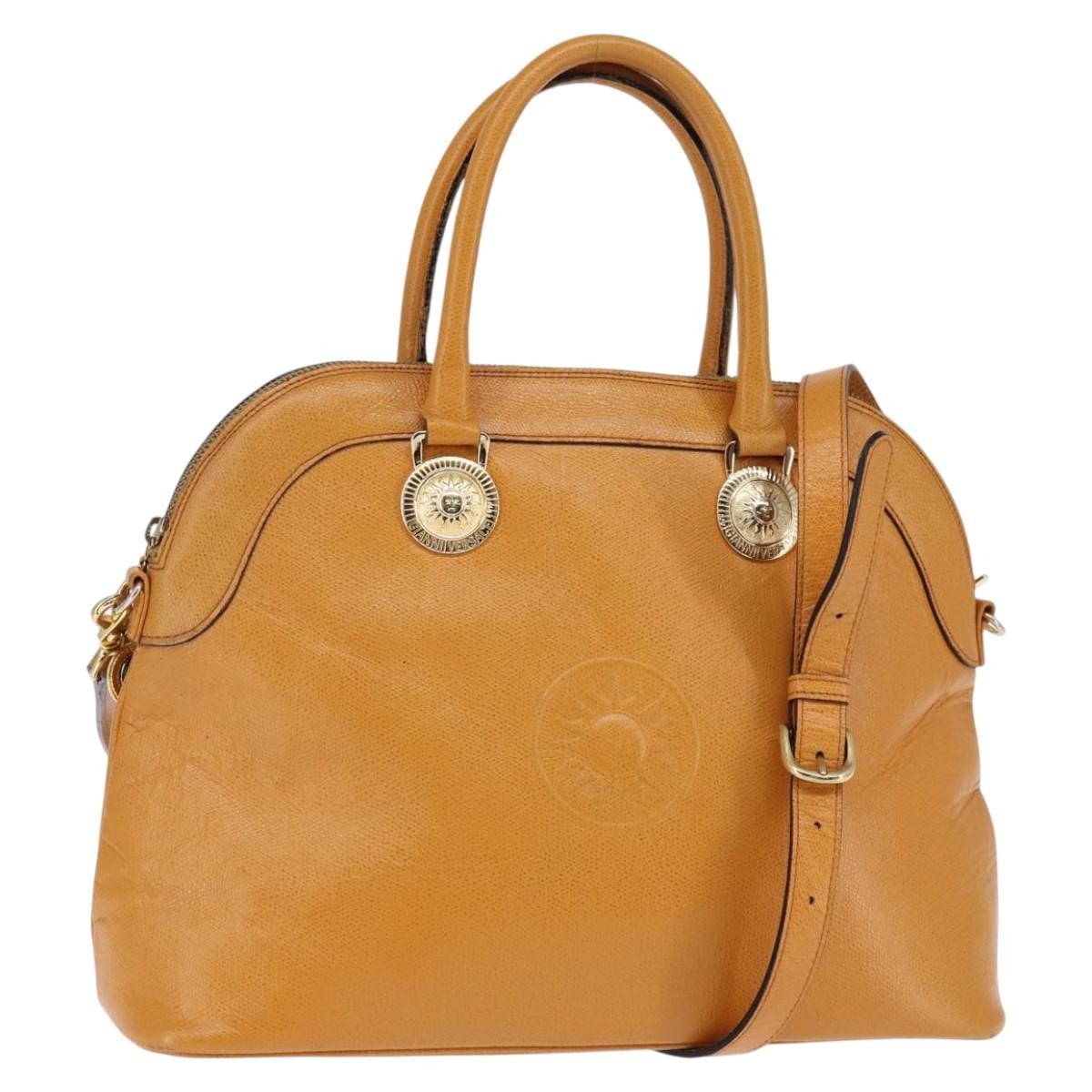 Versace Vintage Sun Zip Satchel Embossed Leather, BEIGE, LEATHER, Handbag