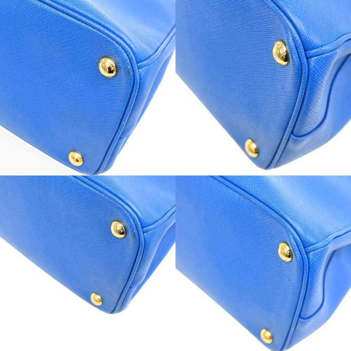 Prada Double Zip Tote Leather, BLUE, LEATHER, Tote bag