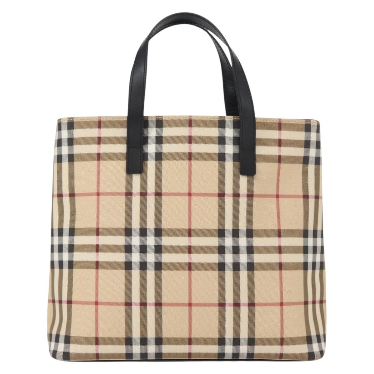 Burberry Top Handle Tote Nova Check Canvas, BEIGE, CANVAS, Handbag