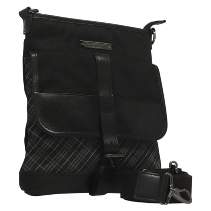 Burberry Front Pocket Messenger Bag Haymarket Canvas, BLACK, CANVAS, Shoulder bag