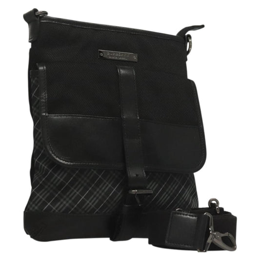 Burberry Front Pocket Messenger Bag Haymarket Canvas, BLACK, CANVAS, Shoulder bag