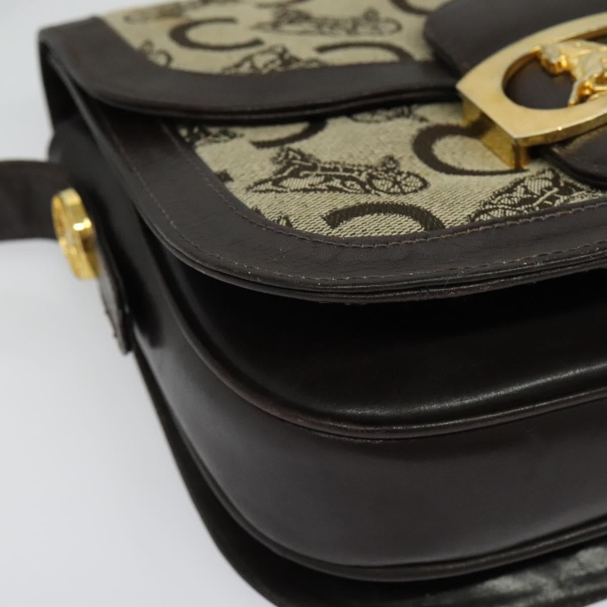 Celine C Sulky Shoulder bag Canvas and Leather, BEIGE, CANVAS, Shoulder bag