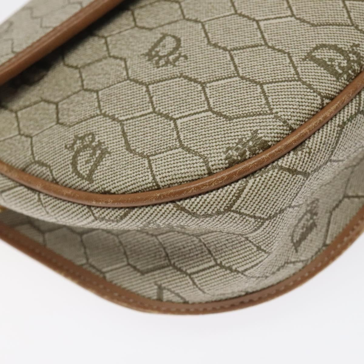 Christian Dior Vintage Honeycomb Flap Crossbody Bag Coated Canvas, BEIGE, CANVAS, Crossbody bag