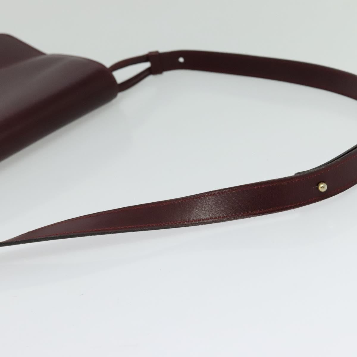 Christian Dior Flap Shoulder Bag Leather, BURGUNDY, LEATHER, Shoulder bag