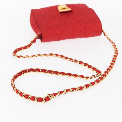 Prada Pushlock Chain Flap Bag Quilted Tessuto, RED, NYLON, Shoulder bag