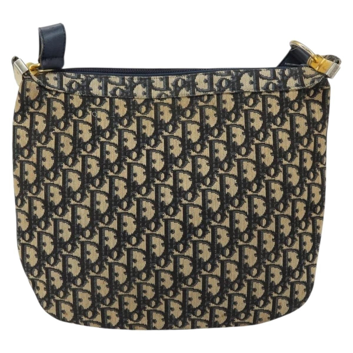 Christian Dior Vintage Trotter Shoulder Bag Canvas, NAVY, CANVAS, Shoulder bag