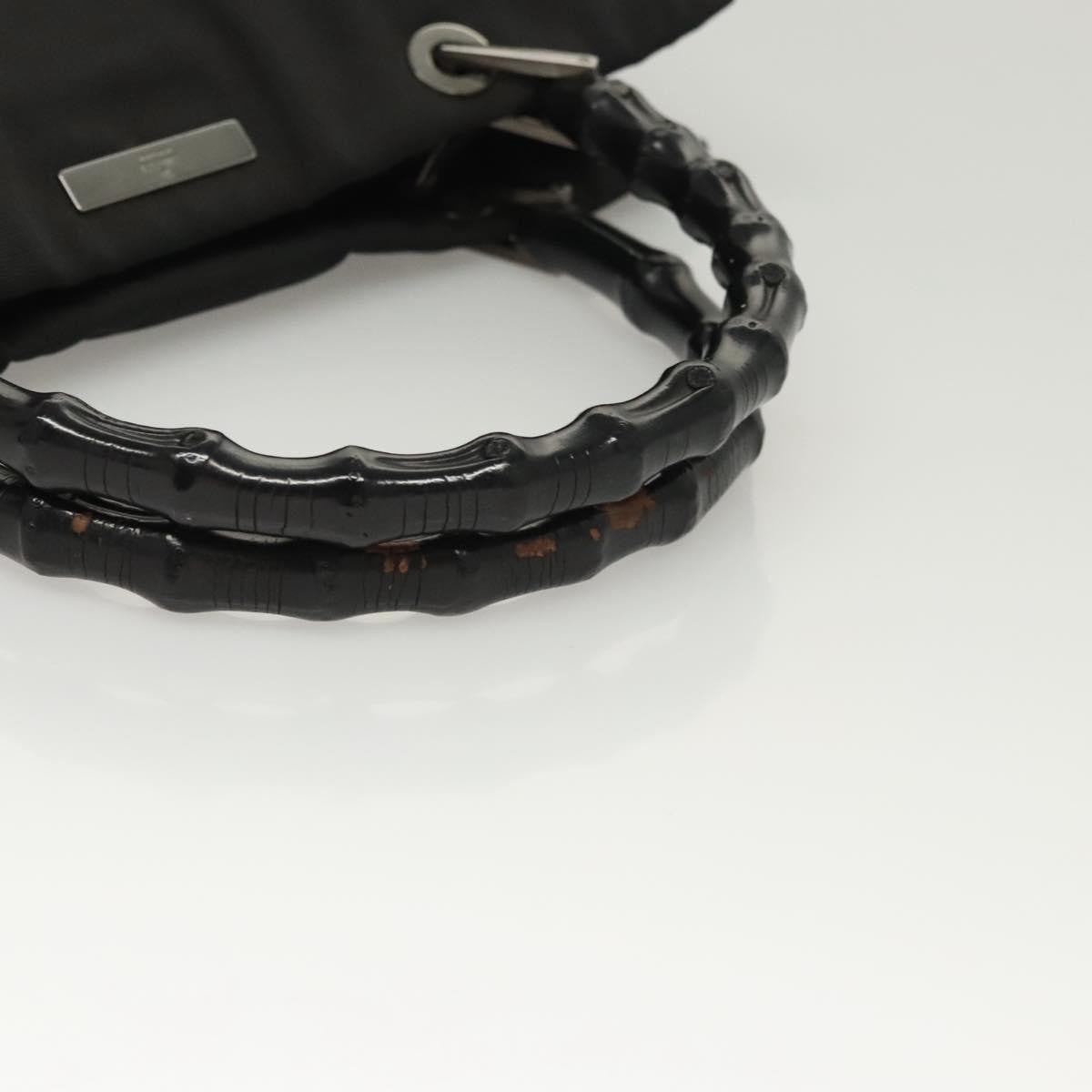 Gucci Vintage Bamboo Handle Tote Nylon, BLACK, NYLON, Tote bag