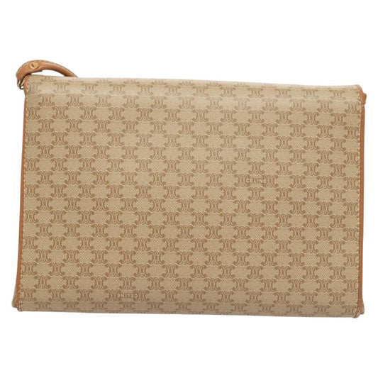 Celine Vintage Macadam Shoulder Bag Canvas, BEIGE, CANVAS, Shoulder bag