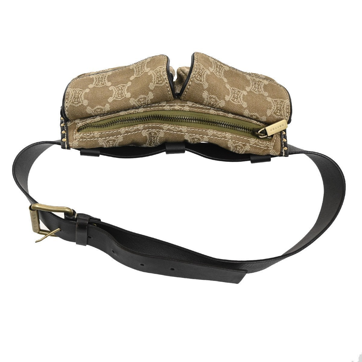 Celine Bum Bag Canvas with Leather, BROWN, CANVAS, Clutche & pouche