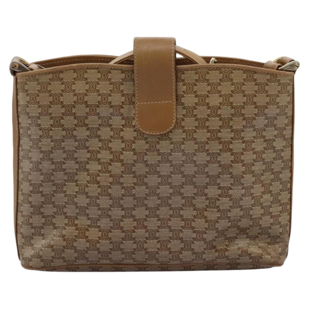 Celine Vintage Macadam Shoulder Bag Canvas, BEIGE, CANVAS, Shoulder bag