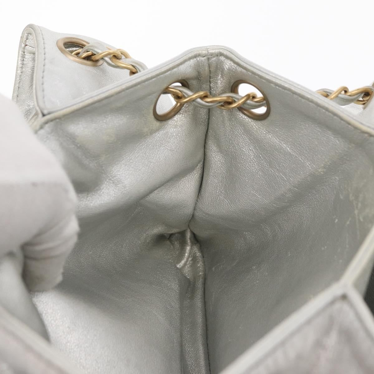 Chanel Mademoiselle Lock Accordion Flap Bag Quilted Lambskin, SILVER, LEATHER, Shoulder bag