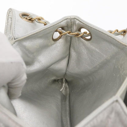 Chanel Mademoiselle Lock Accordion Flap Bag Quilted Lambskin, SILVER, LEATHER, Shoulder bag