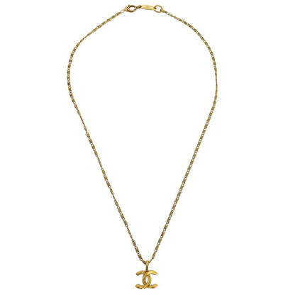Chanel Vintage CC Pendant Necklace Metal, Gold, Gold Plated, Necklace