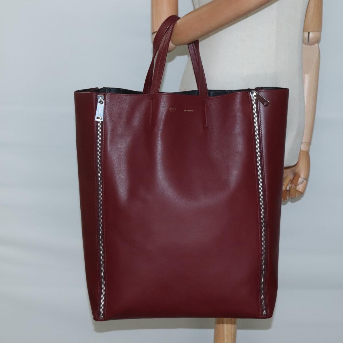 Celine Vertical Cabas Tote Leather, RED, LEATHER, Tote bag