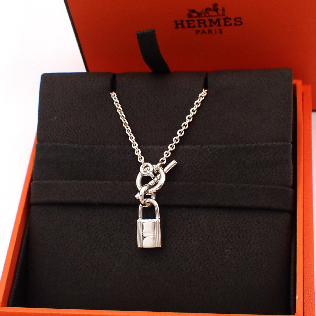 Hermes Cadenas Kelly Pendant Necklace Sterling Silver, SILVER, SILVER, Necklace