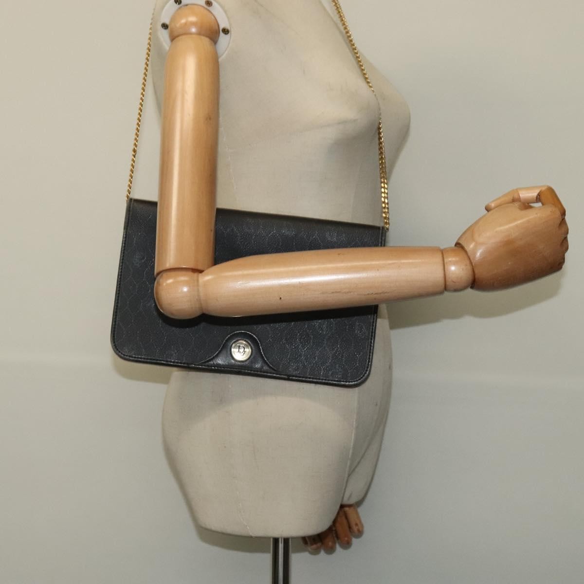 Christian Dior Vintage Honeycomb chain Canvas, BLACK, CANVAS, Handbag