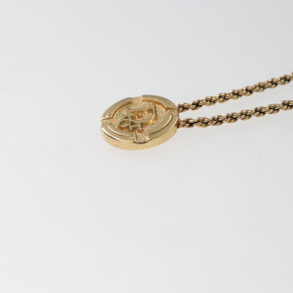 Christian Dior Vintage Logo Round Pendant Necklace Metal, GOLD, METAL, Necklace
