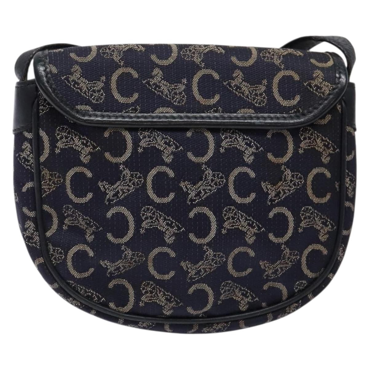 Celine C Sulky Shoulder bag Canvas and Leather, NAVY, CANVAS, Shoulder bag