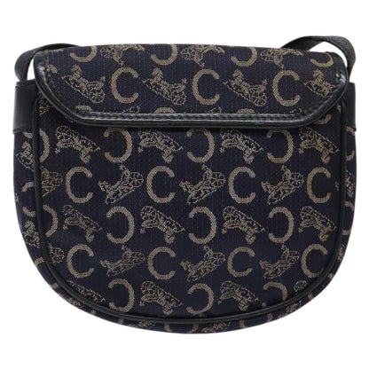 Celine C Sulky Shoulder bag Canvas and Leather, NAVY, CANVAS, Shoulder bag