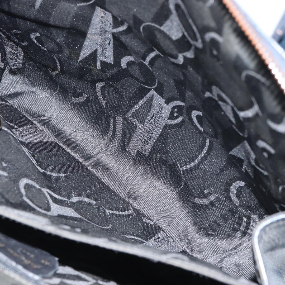 Salvatore Ferragamo Gancini handbag Leather, NAVY, LEATHER, Handbag