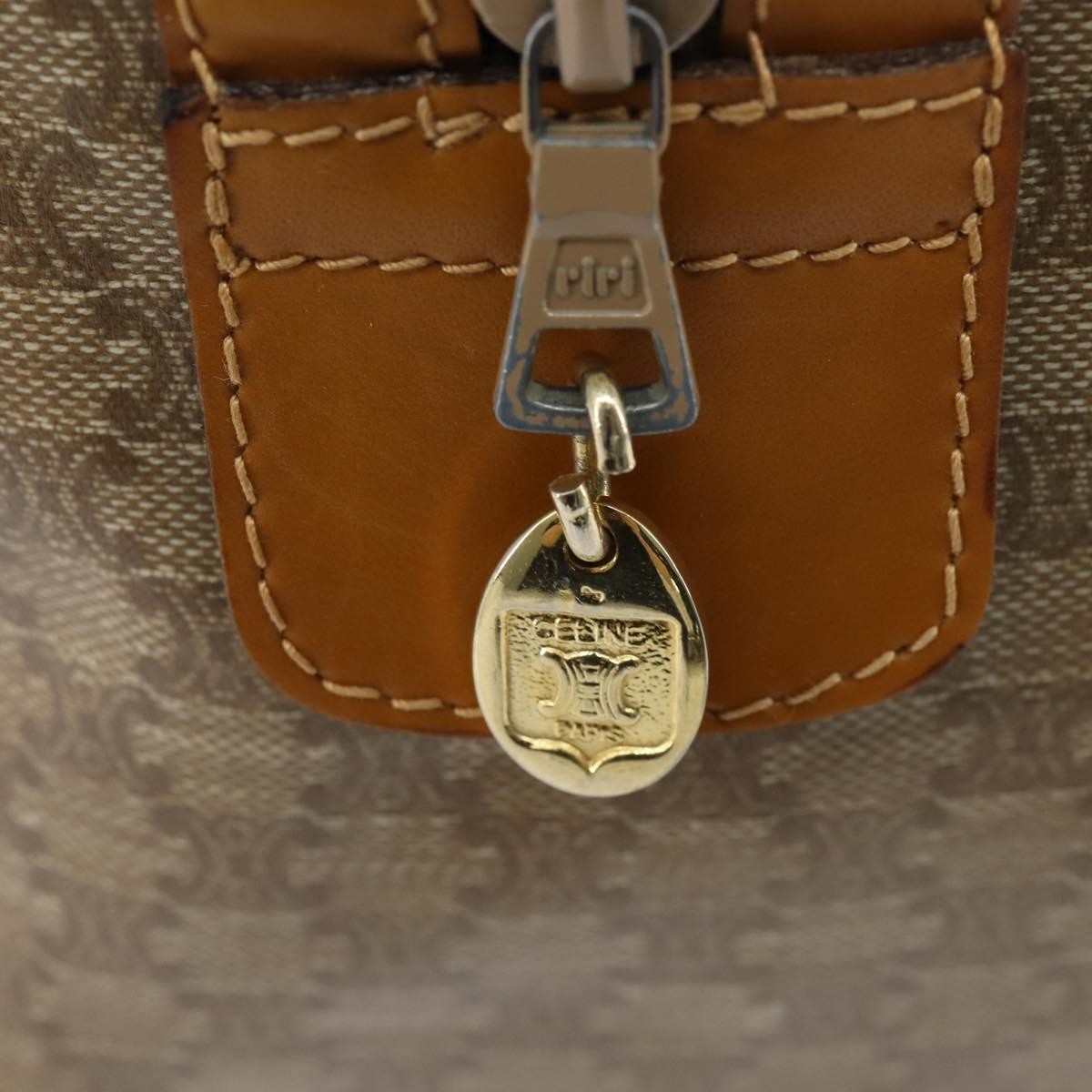 Celine Vintage Duffle Bag Macadam Coated Canvas, BEIGE, CANVAS, Handbag