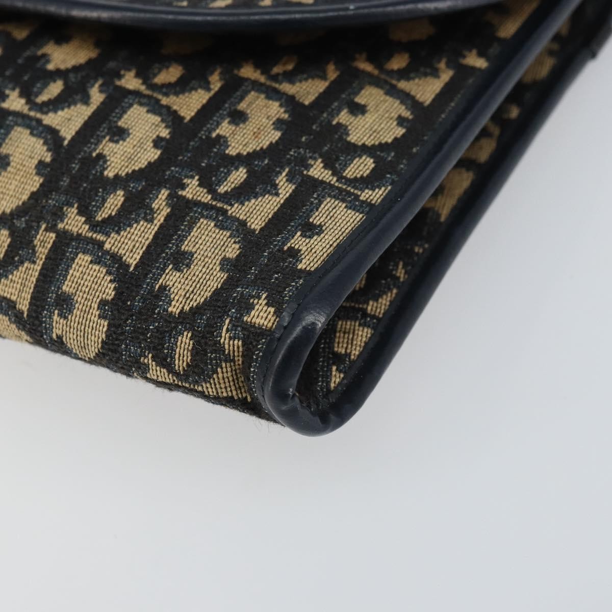Christian Dior Vintage CD Chain Flap Shoulder Bag Diorissimo Canvas, NAVY, CANVAS, Shoulder bag