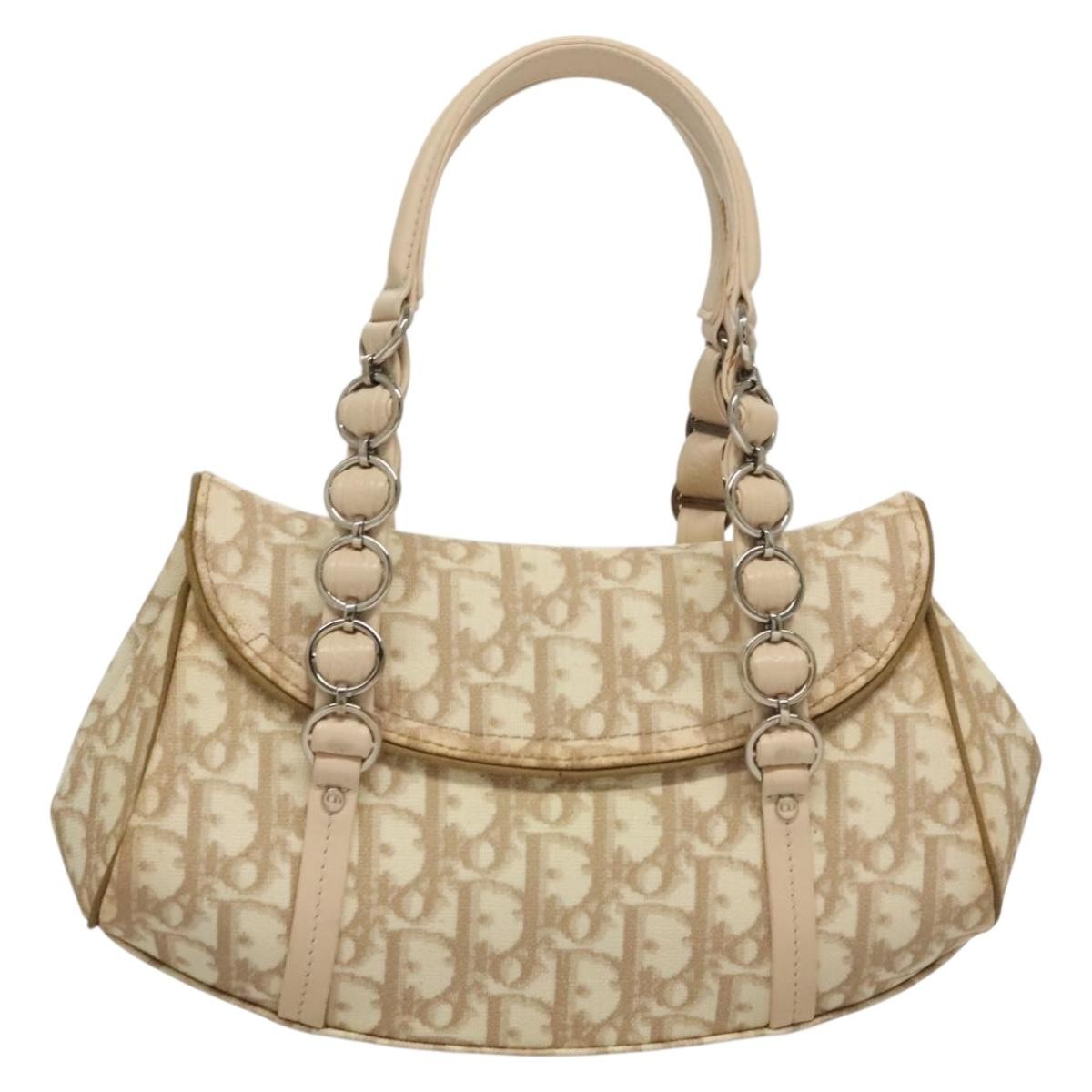 Christian Dior Vintage Trotter Romantique Flap Bag Diorissimo Coated Canvas, BEIGE, CANVAS, Handbag