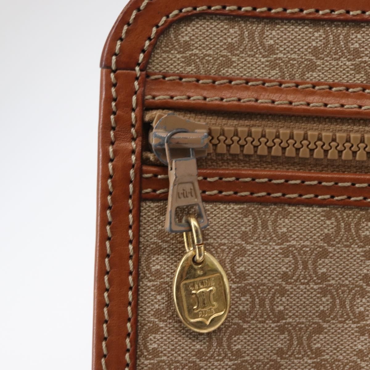 Celine Macadam Pochette Clutch, BEIGE, PVC, Clutche & pouche