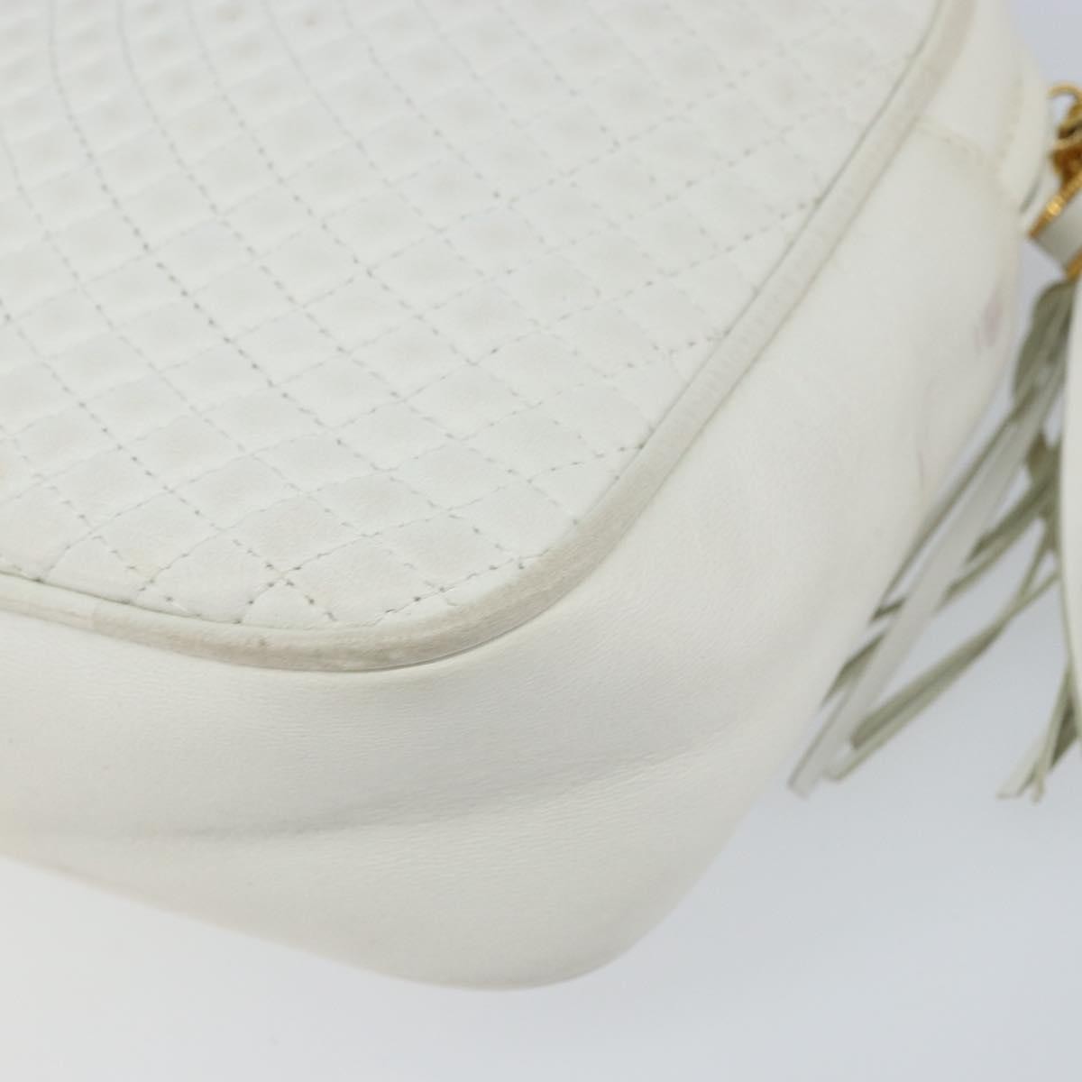 Bally Vintage Chain Shoulder Bag Quilted Leather, WHITE, LEATHER, Shoulder bag