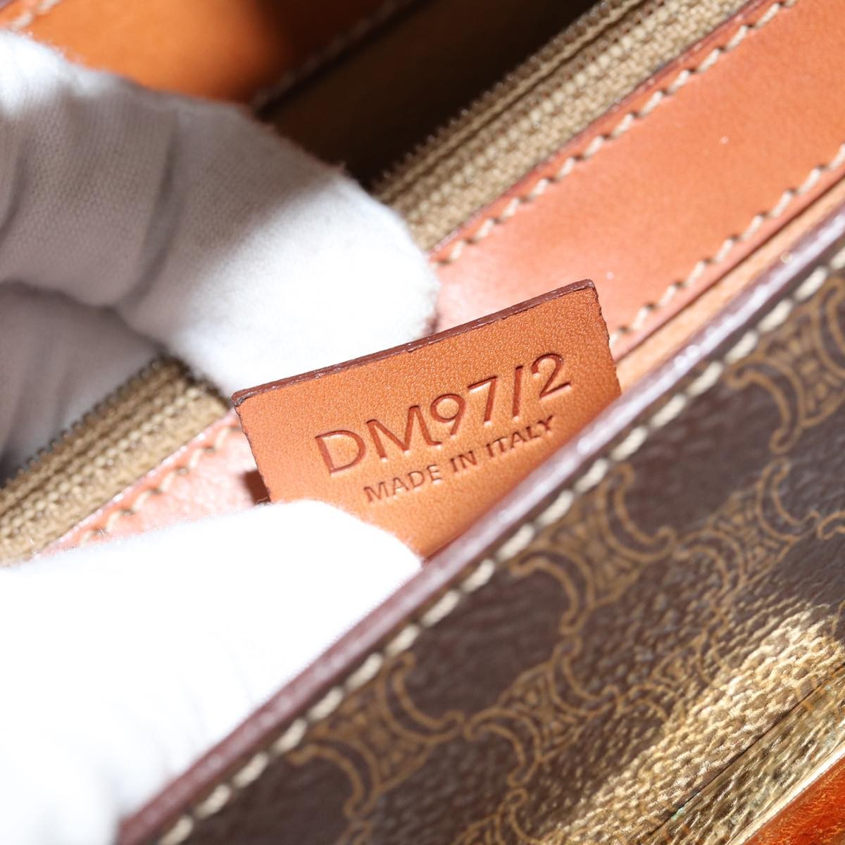 Celine Vintage Convertible Top Handle Bag Macadam Coated Canvas, BROWN, CANVAS, Handbag