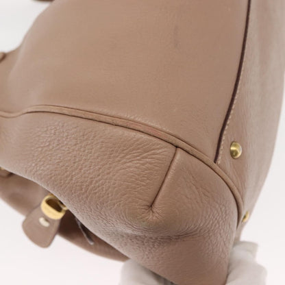 Salvatore Ferragamo Gancini handbag Leather, BEIGE, LEATHER, Handbag