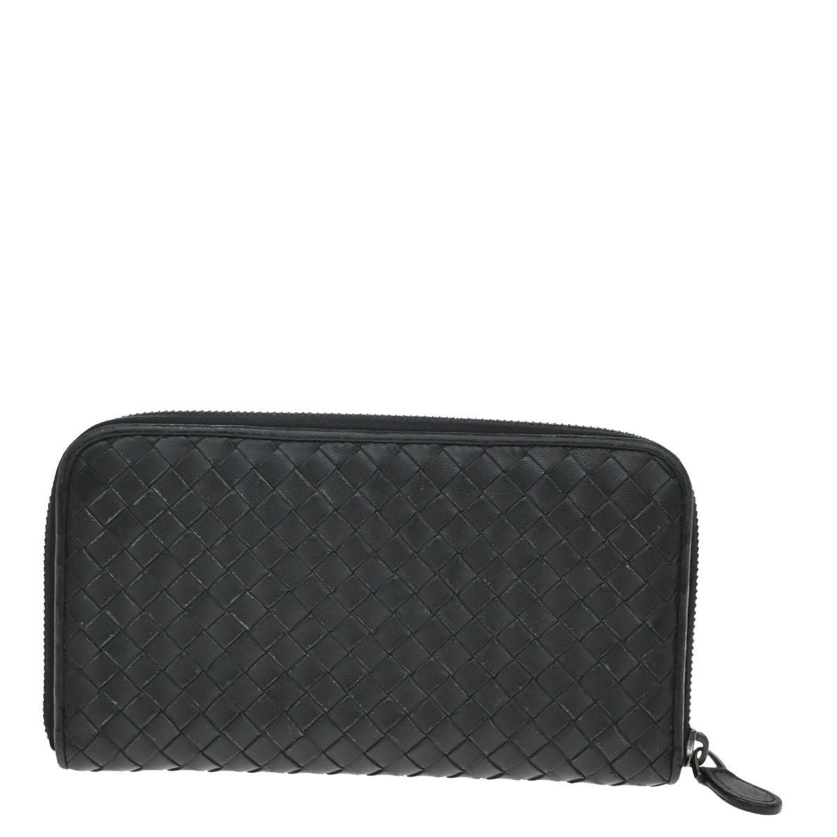 Bottega Veneta Intrecciato Long Zip  Wallet Leather, Black, Leather, Wallet