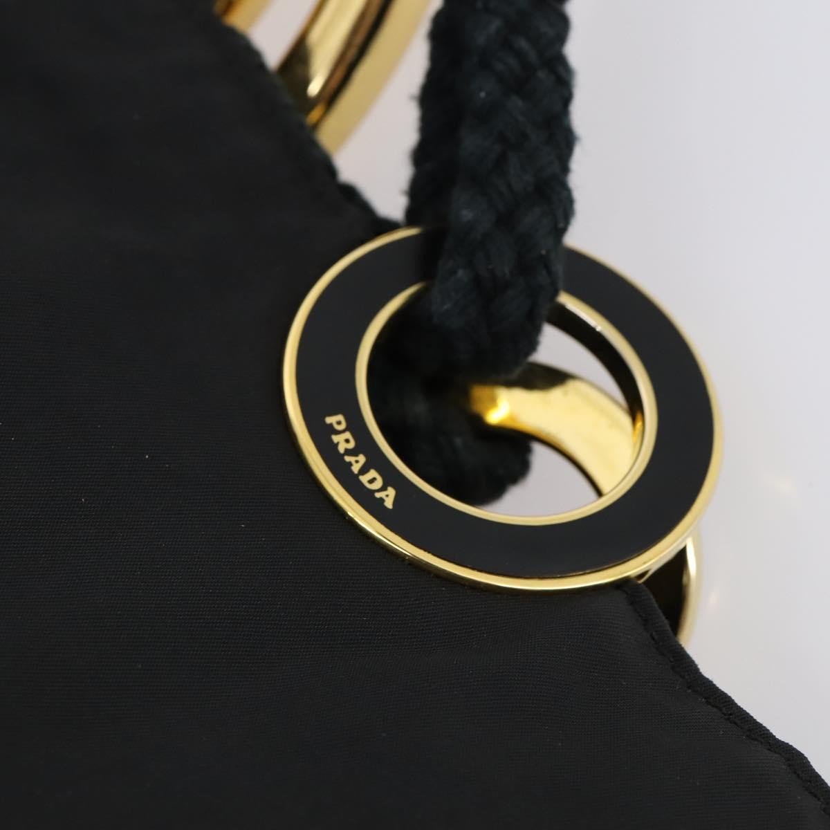 Prada Convertible Metal Handle Satchel Quilted Tessuto, BLACK, NYLON, Tote bag