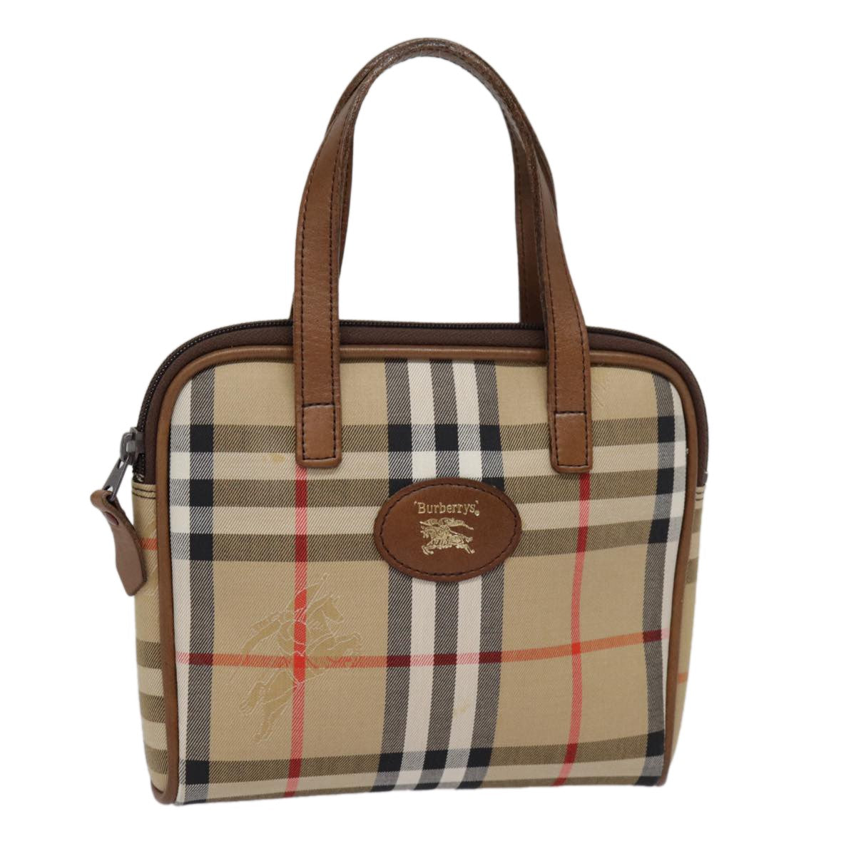 Burberry Nova Check Bowling Bag Canvas, BEIGE, CANVAS, Handbag