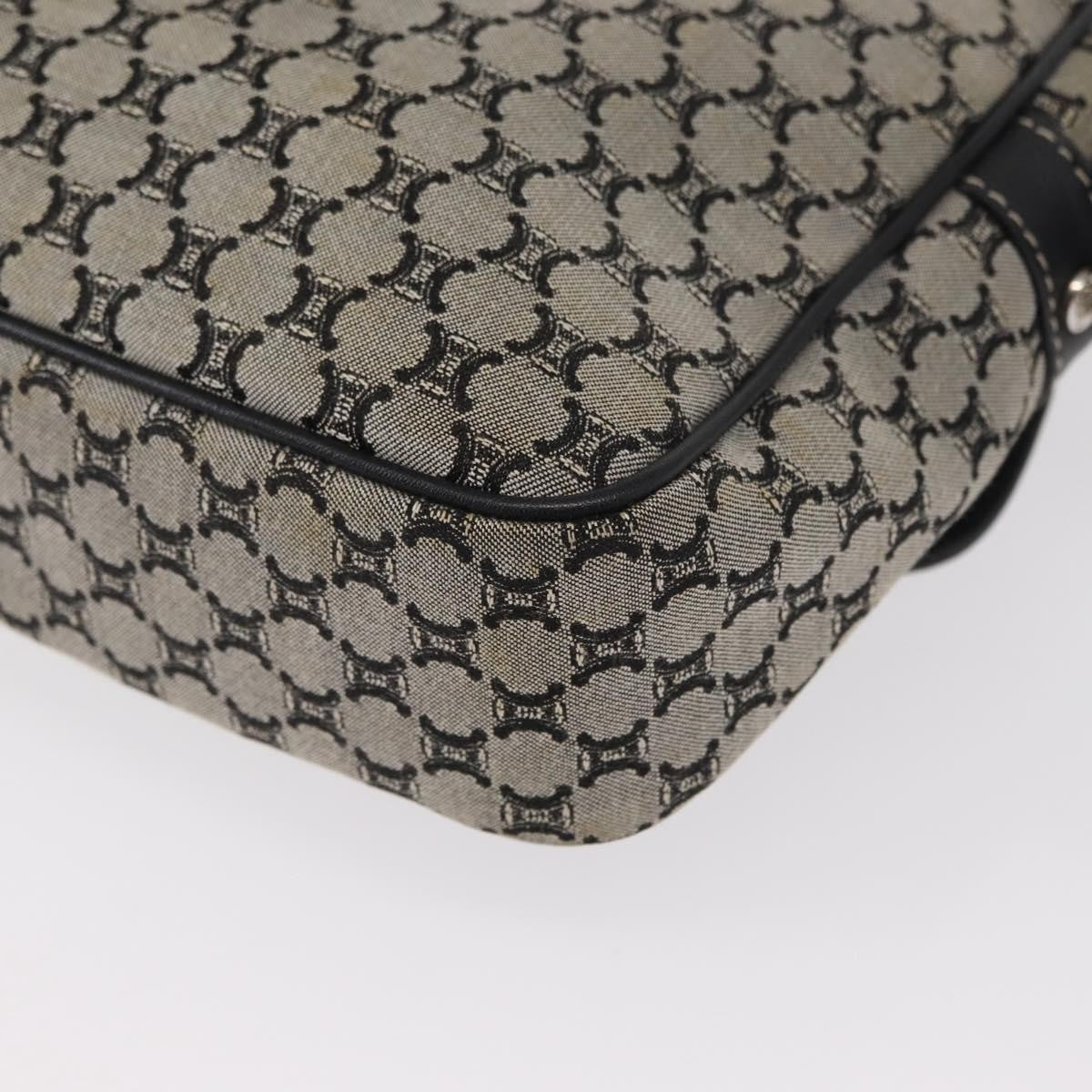 Celine Vintage Macadam Shoulder Bag Canvas and Leather, GRAY, CANVAS, Shoulder bag