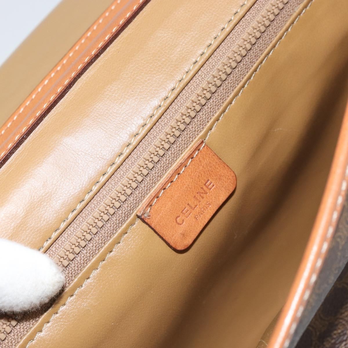 Celine Vintage Macadam Shoulder Bag Canvas and Leather, BROWN, CANVAS, Shoulder bag