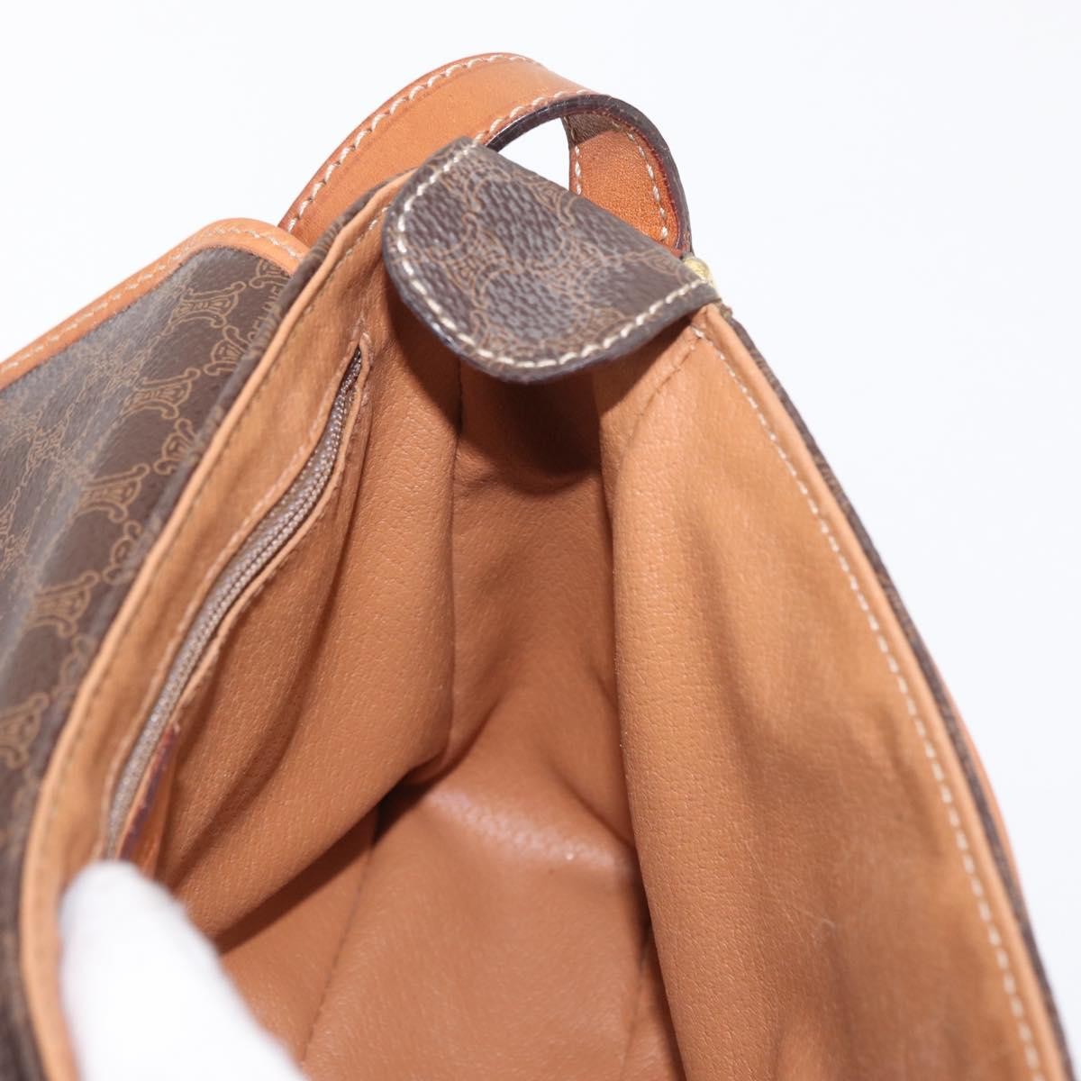 Celine Vintage Macadam Shoulder Bag Canvas and Leather, BROWN, CANVAS, Shoulder bag