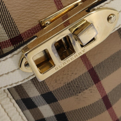 Burberry Minford Satchel Haymarket Coated Canvas, BEIGE, CANVAS, Tote bag