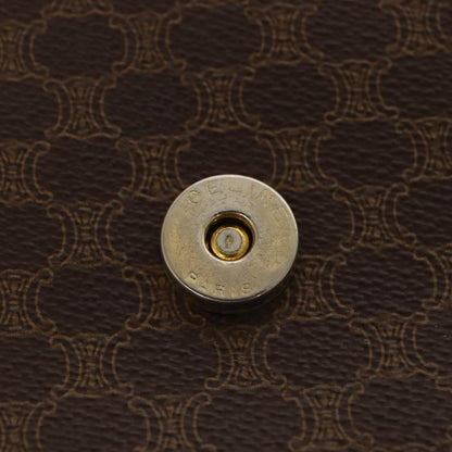 Celine Vintage Macadam Circle Logo Shoulder Bag Canvas and Leather, BROWN, CANVAS, Shoulder bag