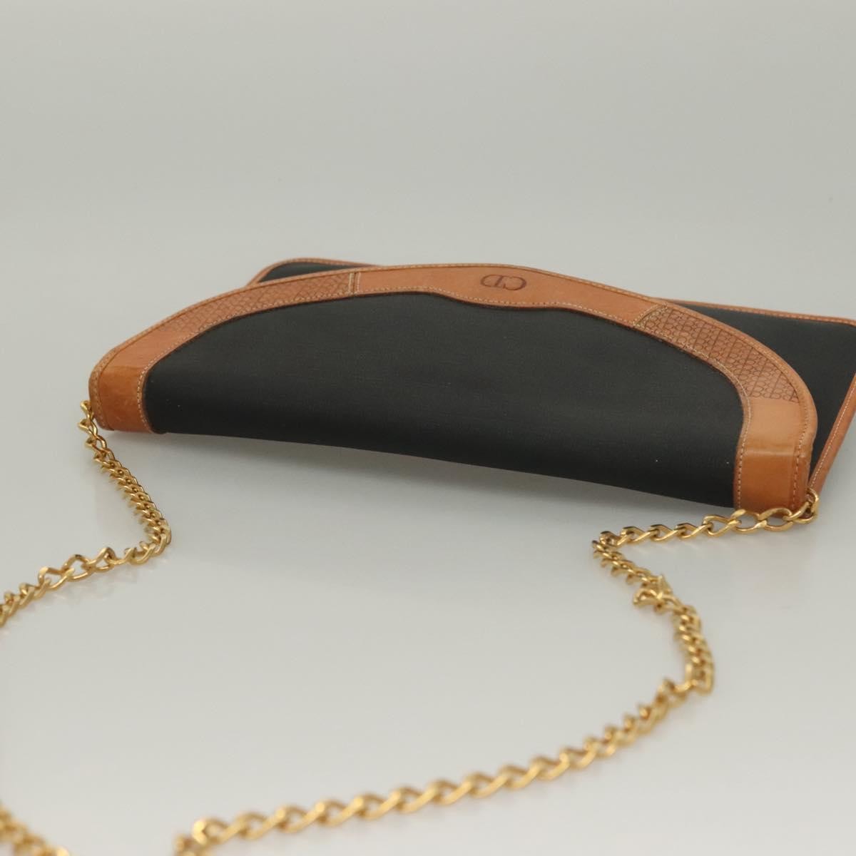 Christian Dior Vintage CD Chain Flap Shoulder Bag Canvas, BLACK, PVC, Shoulder bag