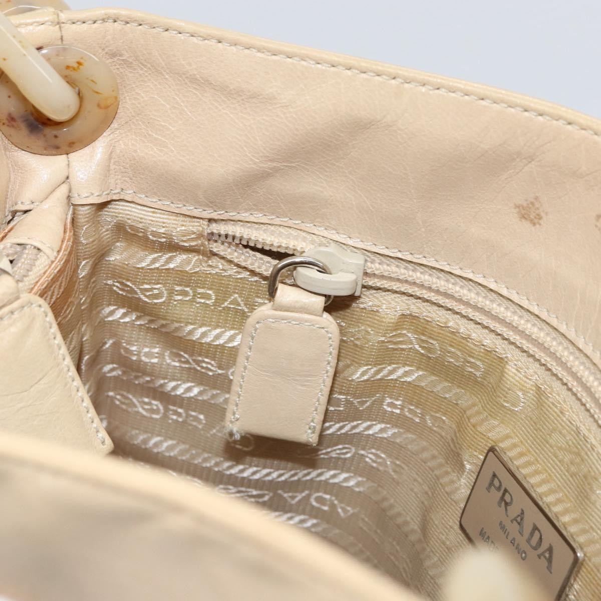 Prada Vintage Shoulder Bag Leather, BEIGE, LEATHER, Shoulder bag
