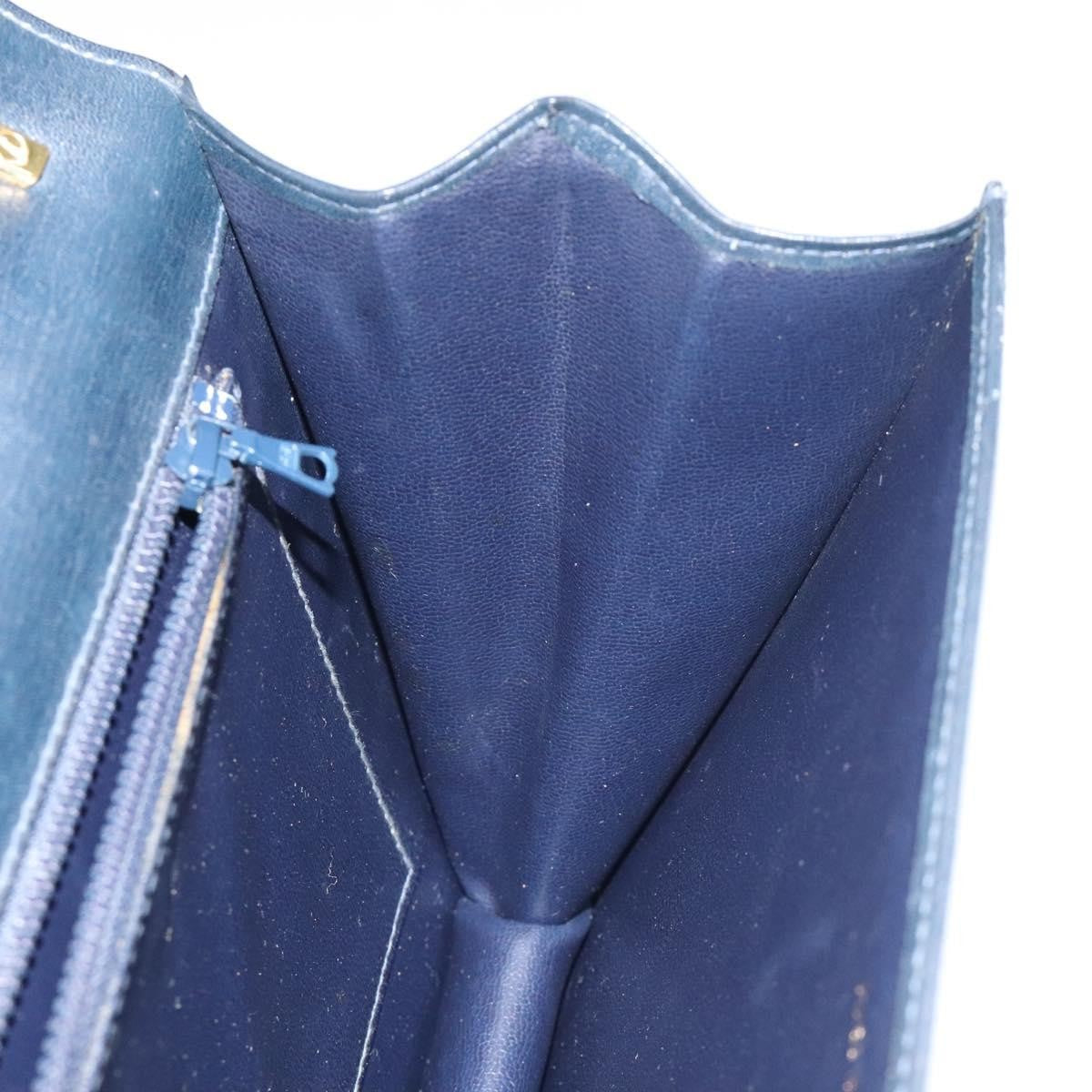 Celine Flap Shoulder Bag Leather, NAVY, LEATHER, Shoulder bag