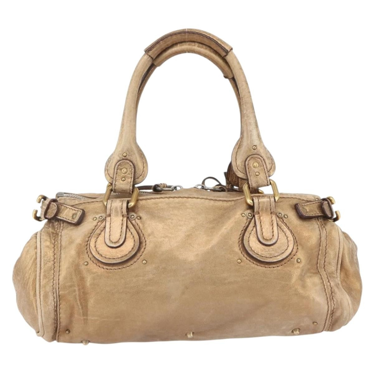 Chloe Pure Paddington Satchel Leather, GOLD, LEATHER, Handbag
