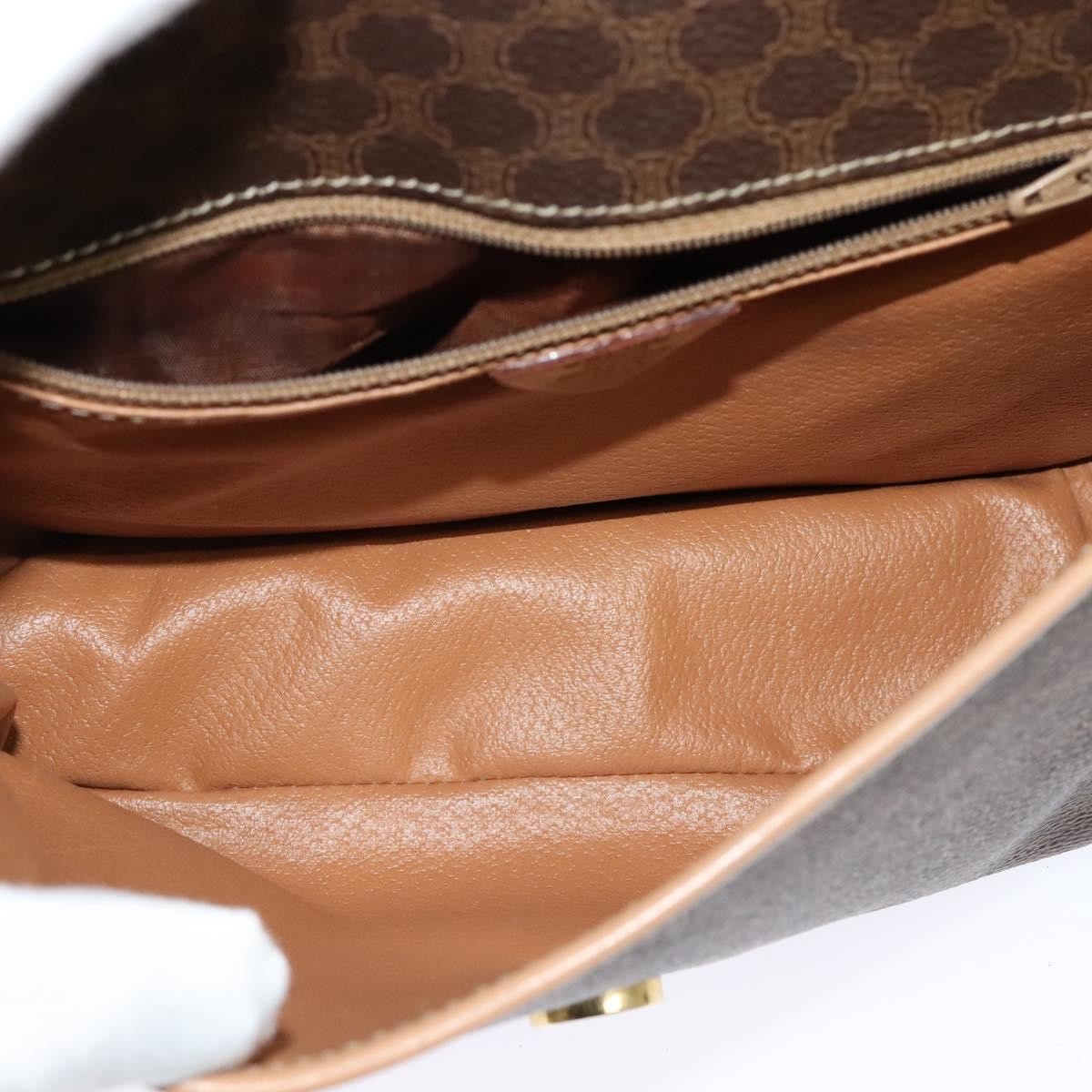 Celine Vintage Macadam Shoulder Bag Canvas and Leather, BROWN, CANVAS, Shoulder bag