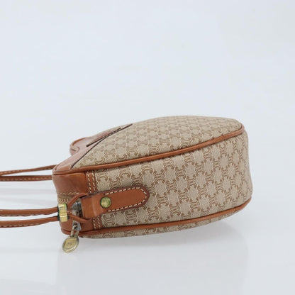 Celine Vintage Macadam Shoulder Bag Canvas and Leather, BEIGE, CANVAS, Shoulder bag