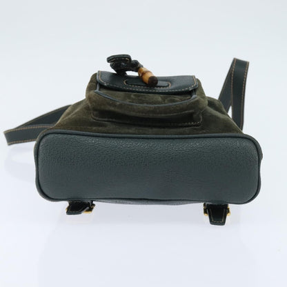 Gucci Vintage Bamboo Backpack Suede, KHAKI, SUEDE, Backpack