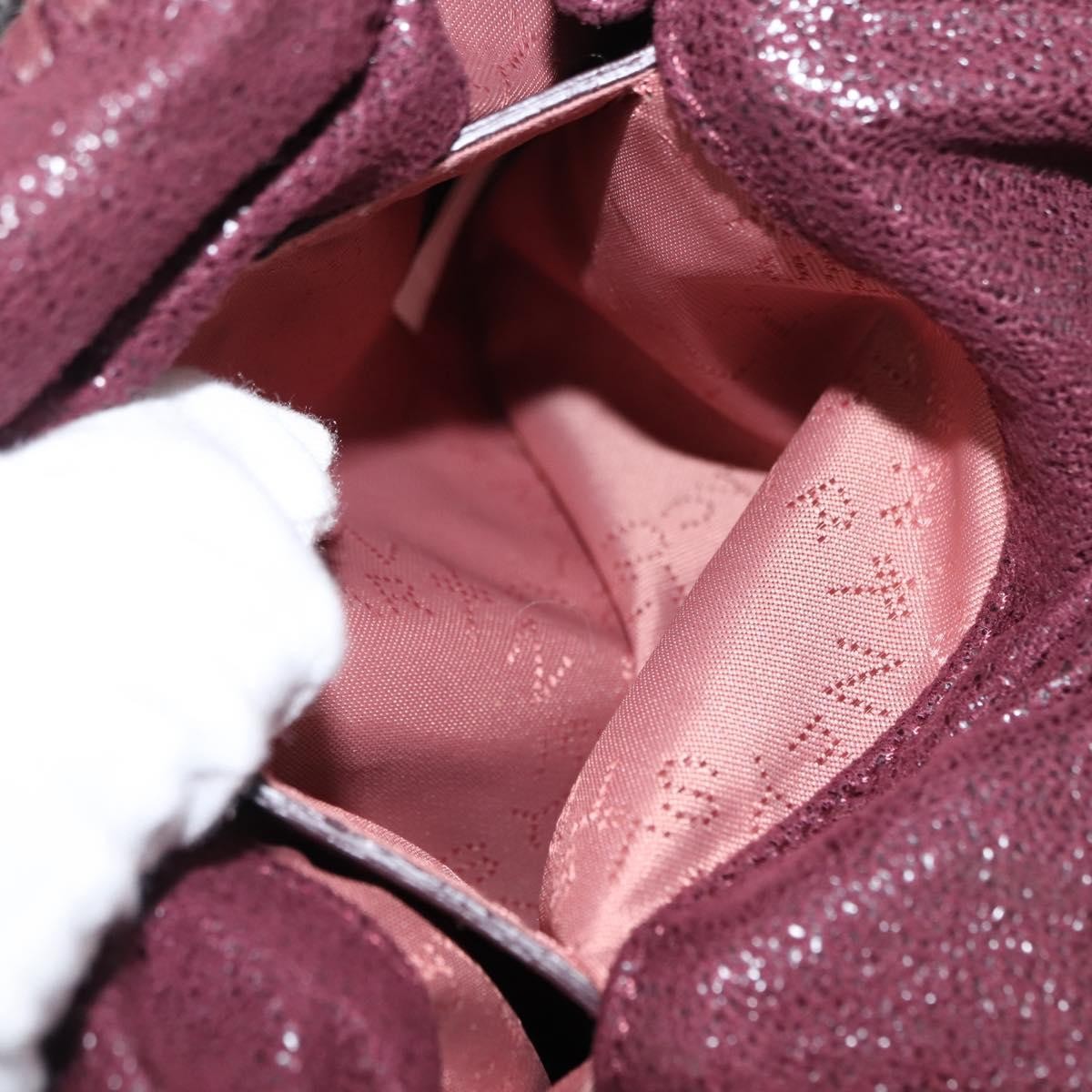 Stella McCartney Falabella Fold Over Crossbody Bag Velvet, BURGUNDY, POLYESTER, Crossbody bag