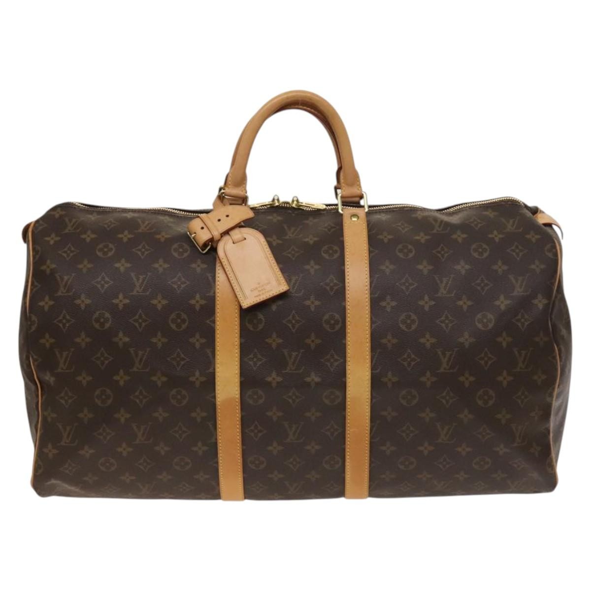 Louis Vuitton Keepall Bag Monogram Canvas, BROWN, CANVAS, Travel bag