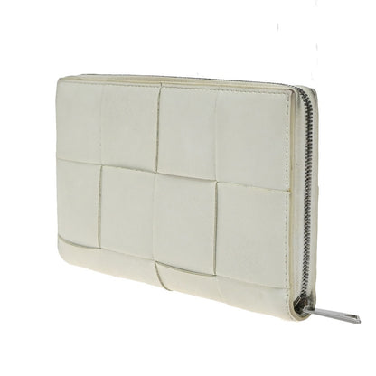 Bottega Veneta Cassette Zip Around Wallet Maxi Intrecciato Leather, WHITE, LEATHER, Wallets