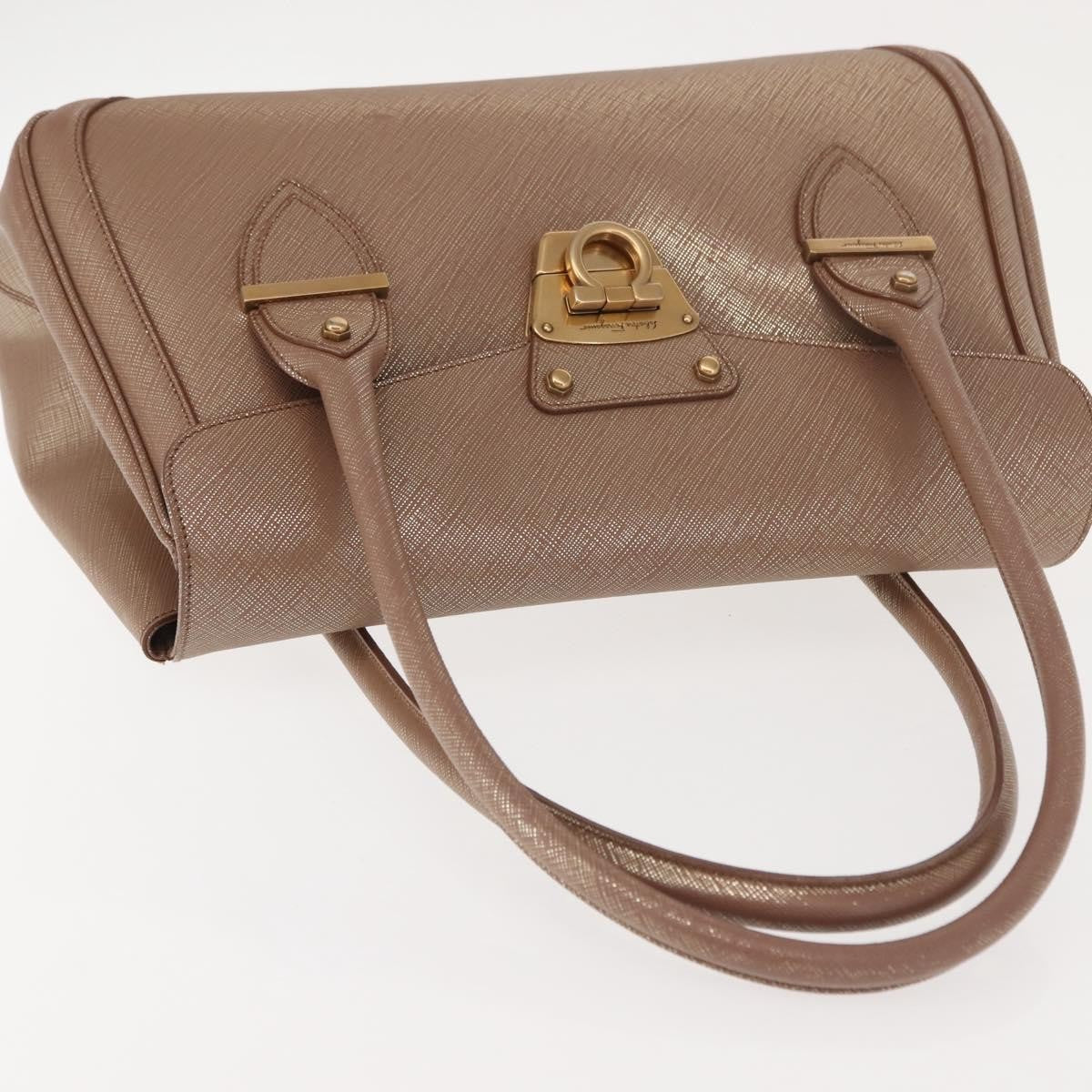 Salvatore Ferragamo Flap Satchel Saffiano Leather, GOLD, LEATHER, Handbag